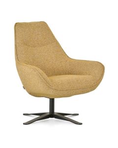 Okergele draaifauteuil Mont&egrave;l 40-5 met zwarte stervoet vrijstaand op witte achtergrond