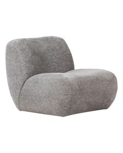 Lichtblauwe WOOOD Nomu fauteuil met ronde vormen en craquel&eacute; velvet bekleding schuin van voren