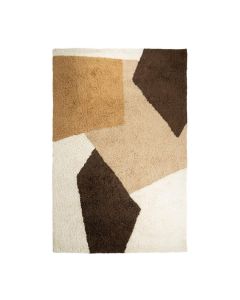 Vloerkleed Navaro van wol met grafisch patroon in bruin en beigetinten rechthoekig design