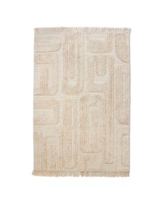 Rechthoekig vloerkleed Tufted Limestone met subtiel reli&euml;f en organisch patroon in lichte natuurtinten