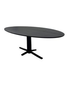 Metaform Eettafel VTF met donker ovaal houten blad en zwart stalen onderstel