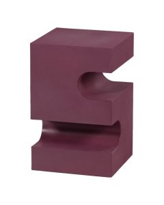 Paars-bruine metalen bijzettafel met geometrische vorm en ronde uitsparingen in blokdesign