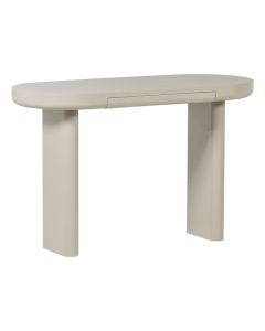 Ovale sidetable in dust kleur met afgeronde hoeken en twee stevige poten