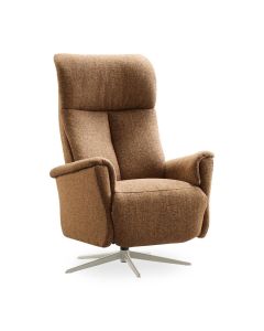 Relaxfauteuil Waneta van Profijt Meubel in caramelkleurige stof Oasis met hoge rugleuning vooraanzicht