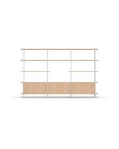 Modular Cabinet wandkast met wit frame en eiken planken in minimalistisch design