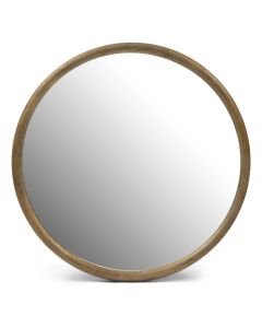 Ronde spiegel Isola 120 cm met brede rand van iepenhout en helder spiegelglas