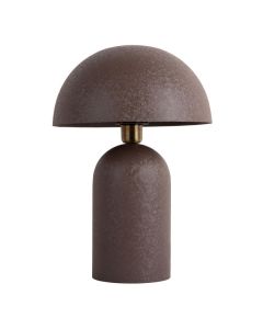 Tafellamp Boaz large in chocoladebruin met ronde kap en cilindervormige voet op witte achtergrond