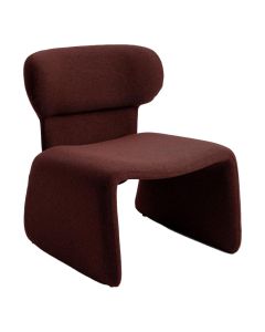 COCOmaison Liva fauteuil in burgundy rood schuin van voren met afgeronde zitting en doorlopend onderstel