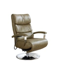 Relaxfauteuil Himolla Lanon in groen leer met draaivoet en armleuningen