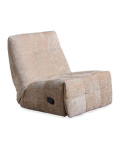 Relaxfauteuil Chill van Starfurn in beige weefstof met verstelbare rugleuning en voetensteun, vooraanzicht