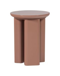 Oudroze bijzettafel Orivo met ronde vorm en meerdere afgeronde poten, vrijstaand op witte achtergrond