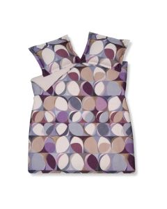 Dekbedovertrek Orbit moonscape van Vandyck met grafisch patroon van ronde vormen in paars, blauw, beige en lila tinten op een lichte ondergrond
