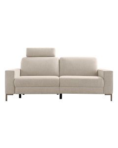 Beige 3-zitsbank Montilla met verstelbare hoofdsteun en metalen poten recht van voren