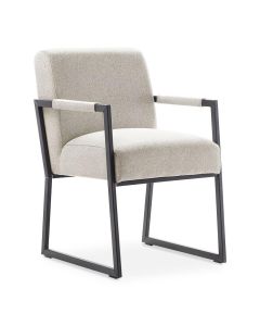 Beige eetkamerstoel Thurso met zwart metalen frame en open armleuningen