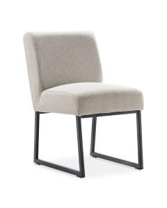 Beige eetkamerstoel Thurso zonder armleuningen met zwart metalen frame