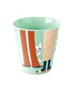Mintgroene NORA Stories PURRS beker met handgetekende illustratie van kat en figuren