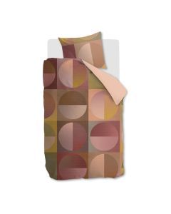 Dekbedovertrek Broadway met geometrisch patroon van cirkels in warme tinten zoals terracotta, roze en oker