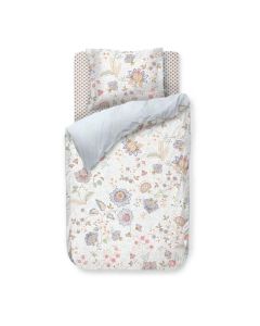 Dekbedovertrek Mumbai Morning Light Blue met verfijnd bloemenpatroon op lichtblauwe ondergrond