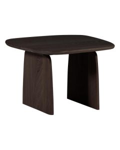 Donkerbruine WOOOD Tablo salontafel van eikenhout met organisch tafelblad en robuuste poten