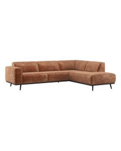 WOOOD Statement hoekbank rechts in terra velvet met chaise longue en zwarte poten