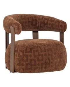 Bruine fauteuil Foon met ronde rug en houten frame in zijaanzicht