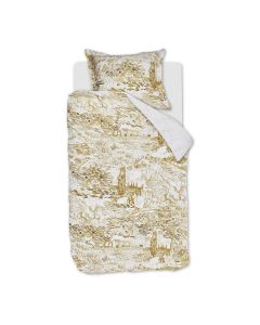 Beddinghouse x Van Gogh Champs de Semis dekbedovertrek met okergele landschapsprint op cr&egrave;mekleurige basis