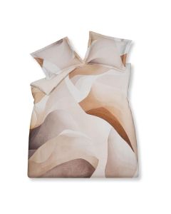 Sculpted Sand dekbedovertrek stone met organisch patroon in beige en aardetinten bovenaanzicht