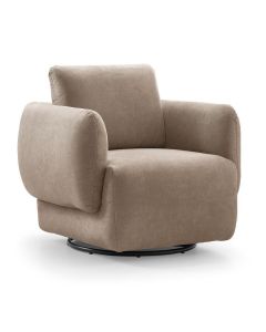 Draaifauteuil Dutchz 4401 in taupekleurige microvezelstof met metalen draaipoot