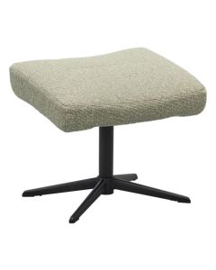 Hocker Lokka in lichtgroene stof met zwarte draaivoet schuin van voren