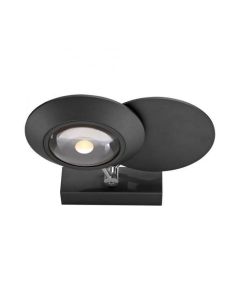 Zwarte PURE Oculis LED wandlamp met draaibare lichtspot en modern design.