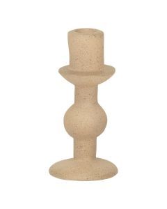 Bruine kandelaar met ronde vormen en gespikkelde structuur op lichte achtergrond