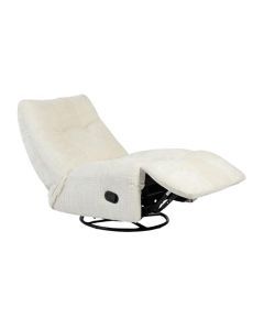 Relaxfauteuil Chill in off white met verstelbare rugleuning en voetensteun op draaivoet