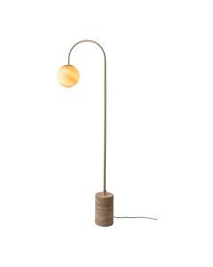 Vloerlamp Tivoli van It&rsquo;s about RoMi in zandkleur met travertine voet en glazen bol