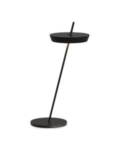 Zwarte Ubiqua Torus tafellamp met ronde open vorm en ge&iuml;ntegreerde ledstrip tegen een witte achtergrond