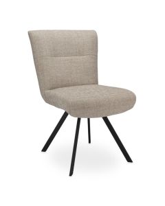Eetkamerstoel Auro met beige stoffen bekleding en zwart metalen onderstel