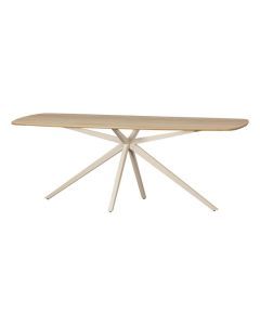 WOOOD Tablo Deen ovale eettafel van eikenhout met taupekleurige metalen kruispoot