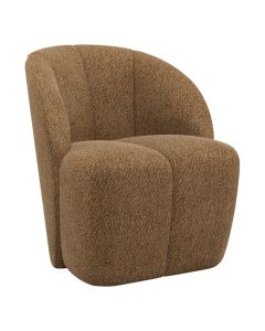 WOOOD Mojo draaifauteuil in wollig honinggele chenille stof met ronde vormen en draaibare zitting
