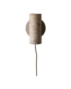Wandlamp Tivoli van It's about RoMi in zandkleur met travertin cilinder en ronde wandplaat