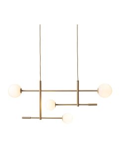 Beige hanglamp Copenhagen met vier glazen bollen en modern metalen frame van It&rsquo;s About RoMi