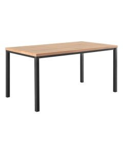  Pronto Wonen Tesino eettafel met naturel houtlook blad en zwarte metalen poten