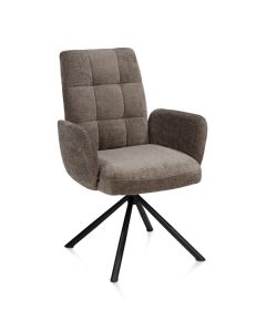Henders & Hazel Silva draaibare armstoel in bruine chenille stof met zwart metalen onderstel