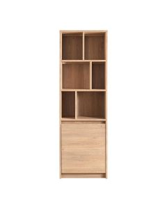 Boekenkast Quebec in Old Oak met 6 open vakken en 1 deur