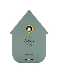Karlsson Sound Box Modern Cuckoo in jungle green met wit vogeltje in huisvormig ontwerp