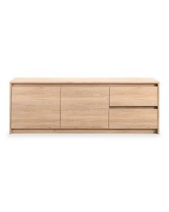Modern dressoir Quebec in old oak met twee deuren en twee lades in houtlook.