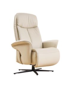 Beige Relaxfauteuil Hastings met hoge rugleuning en zwarte draaivoet