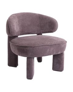 Paarse COCOmaison Fauteuil Lysa schuin van voren met ronde rugleuning, brede zitting en volledig gestoffeerde poten