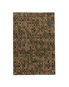 Vloerkleed Tango 200x290 cm met blokkenpatroon in verschillende bruine en grijze kleurtinten