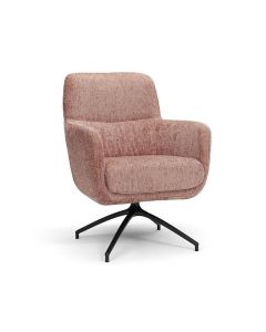 Draaifauteuil Hatch in roze gem&ecirc;leerde stof met zwart draaibaar steronderstel.