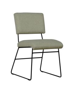 Eetkamerstoel Whiston in lichtbeige stof met zwart metalen sledeframe