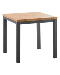 Pronto Wonen Atrio eettafel 80x80 cm met mangokleurig blad en zwart metalen frame.